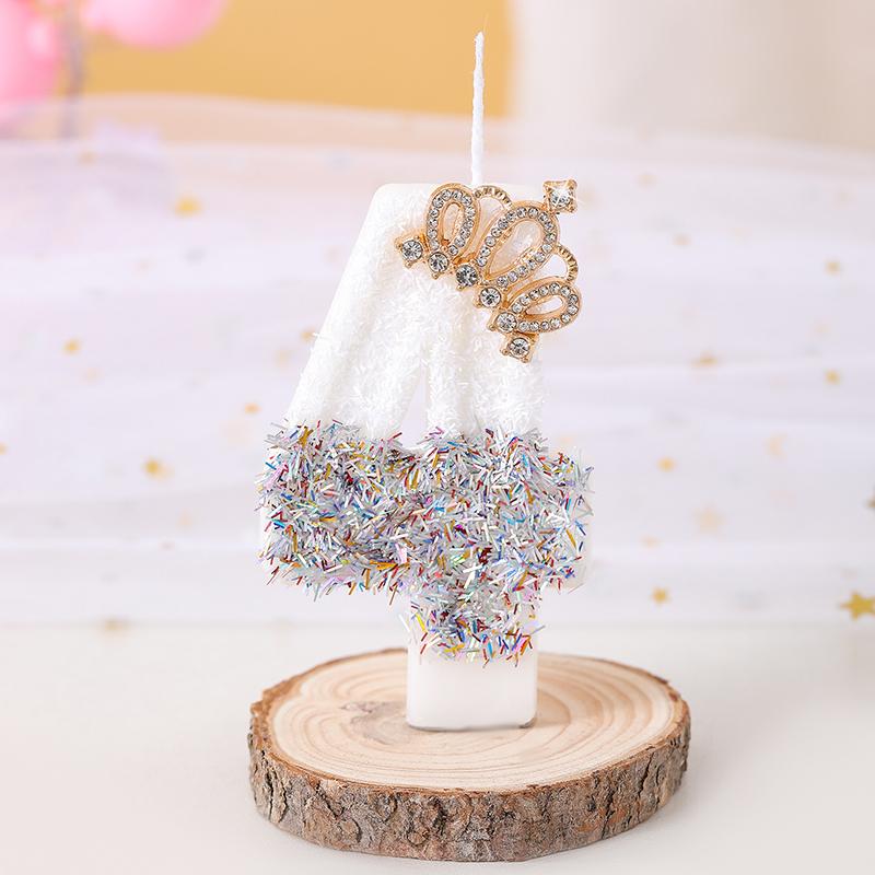 Cute 1pc Number 0-9 Birthday Cake Candles White for Kids Adult Wedding Christmas Party Crown Candle Cake Decoration