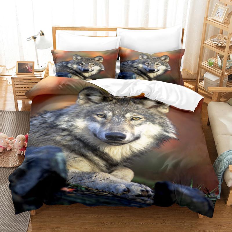 Liebe Wolf Bettwäsche Set Bettbezug Set 3D Bettwäsche Digitaldruck Bettwäsche Queen Size Bettwäsche Set Modedesign