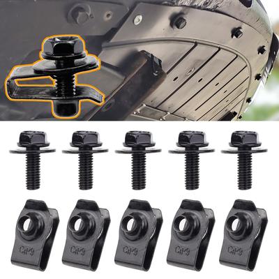 Karosserie M6 Schrauben U-Muttern Clips Motorabdeckung Motorhaube Unterboden Spritzschutz Schutz Stoßstange Schmutzfänger Kotflügel Innenverkleidung Halter
