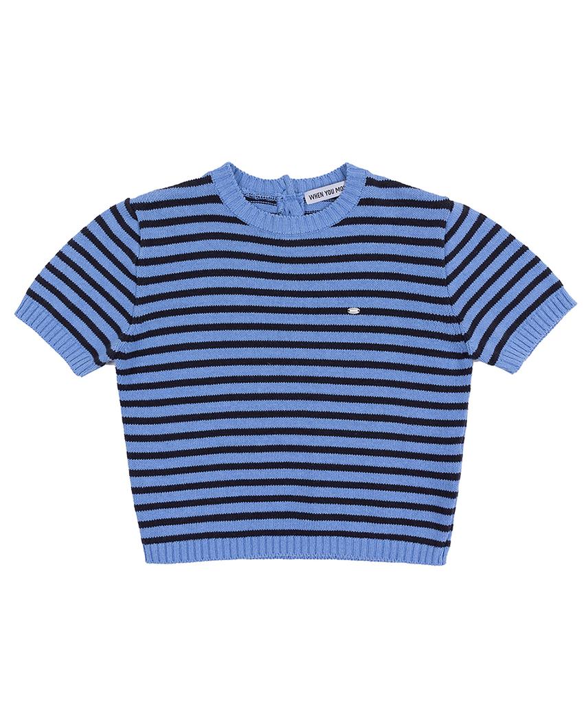 WHEN YOU MOVE Cotton Stripe Logo Knit Blue