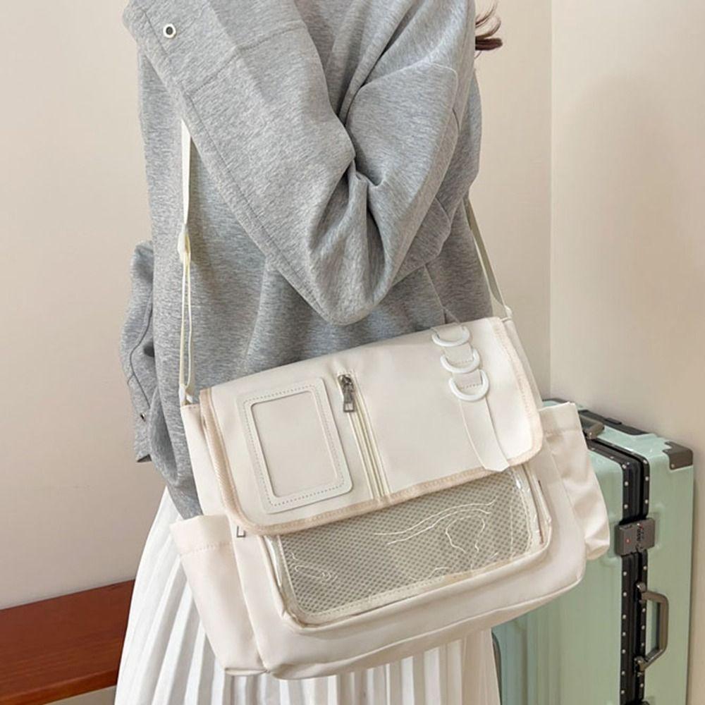 Nylon Transparent Bags Zipper Bag Shoulder Bag Pouch Bag Solid Color Itabag  Travel