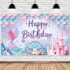 Mermaid Themed Print Design Birthday Decoration Background Cloth For Party Kids