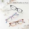 Pearl Reading Glasses Blue Light Blocking Anna Emilia UV Protection Clear Lenses Floral Pattern Black 1.5 Women's AE-AN-002