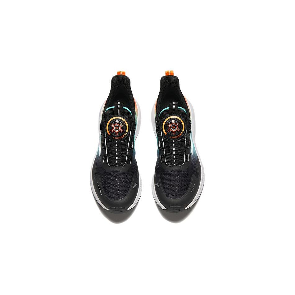 Anta Kids Hailang Lite Non-Slip Shock Absorbing Low-Top Running Shoes Kids Running Shoes Black Orange White 312425506-2