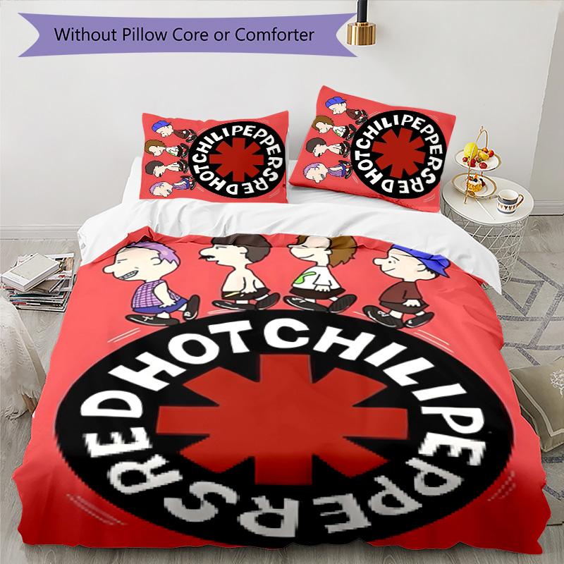 Red Hot Chili Peppers 3pcs Bedding Set Duvet Cover Closure Includes 1 Duvet Cover & 2 Pillowcases for All Seasons Bedroom Home Dorm Decor