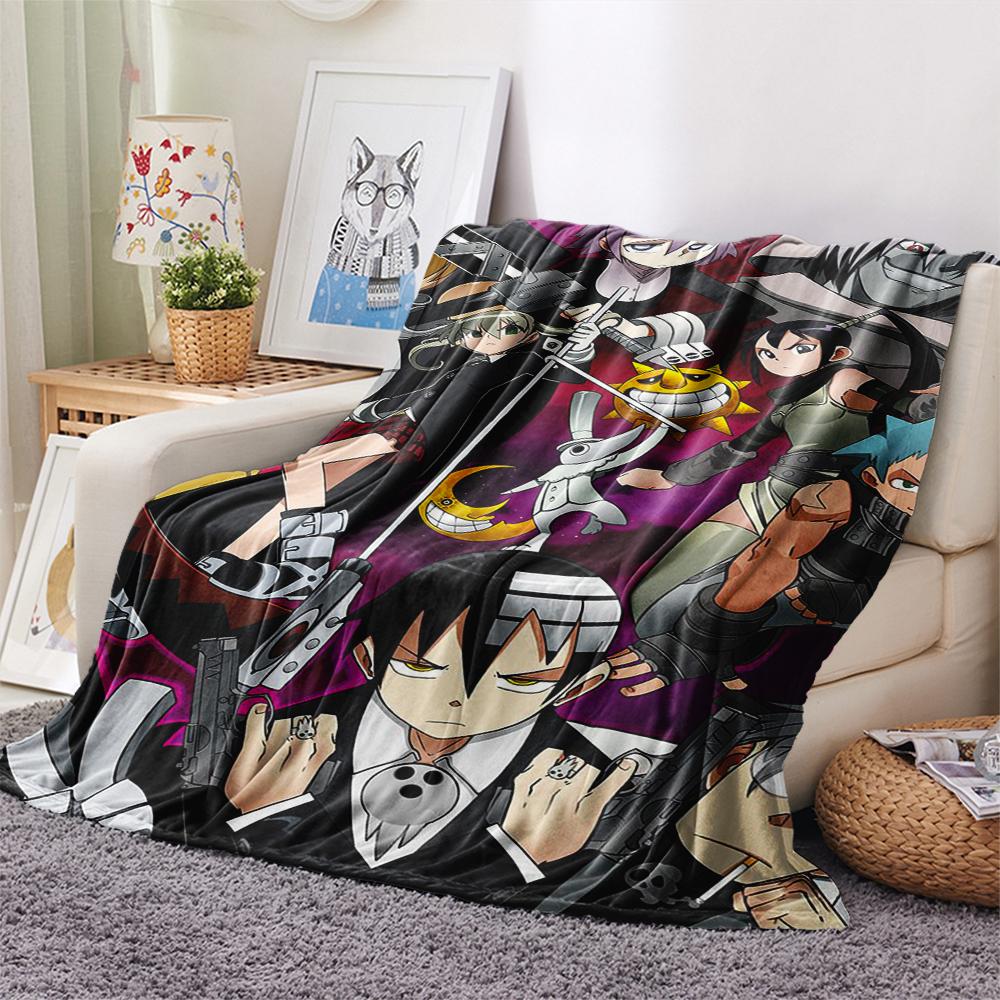 1PC Soul Eater Print Flannel Blanket, High quality Comfortable for All Seasons, Home Decor, Warmth and Comfort, Perfect for Christmas Gifts173
