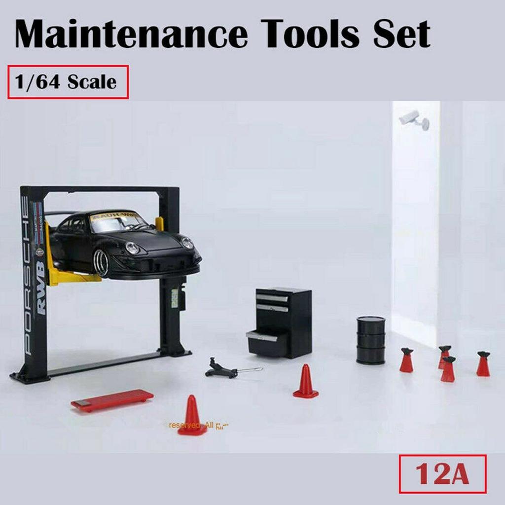 ARCADORA Garage Repair Tool Set ABS Model Car Display Geometric Black 1/64