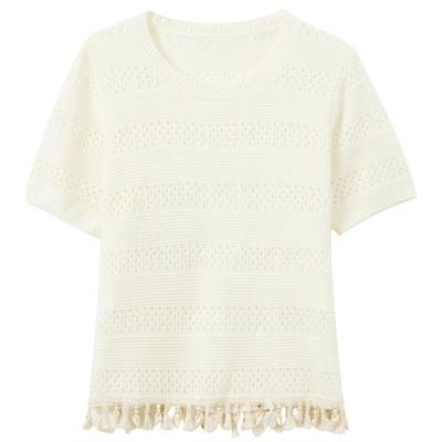 Women's Hollow Knit Short Sleeve Top