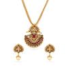 Pink Faux Ruby Peacock Jewellery Set For Women