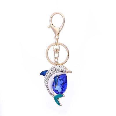 Lesklý Waterdrop drahokamu Dolphin Keychain Přívěsek Kabelka Key Organizer Dekor