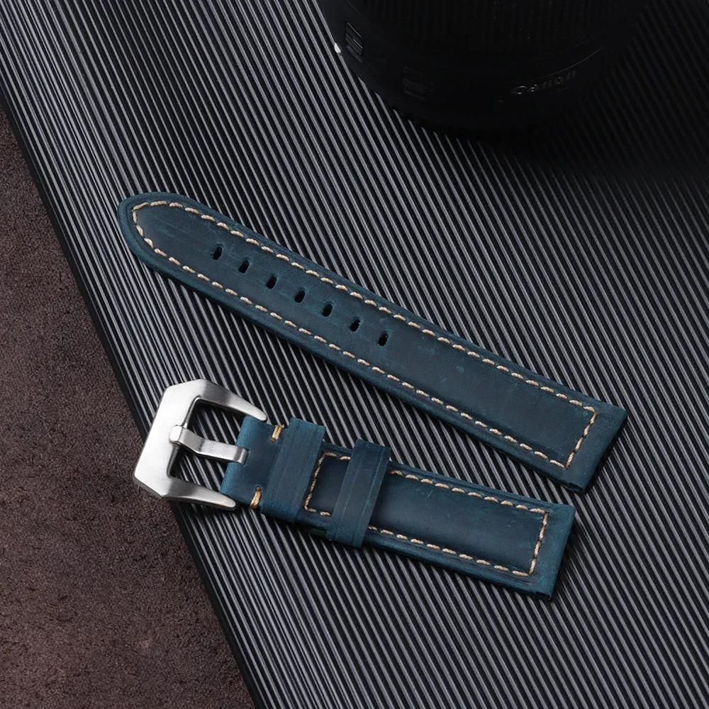 High Quality Genuine Calfskin Watch Strap 20mm 22mm 24mm 26mm Watch Band Vintage Soft Cowhide Leather Wristband Matte Bracelet