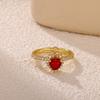 Anillos Reina Roja Cristal De Rodio Elegant Women Heart Zirconia Ring Stainless Steel Gold Color Jewelry Wedding Romantic Gift