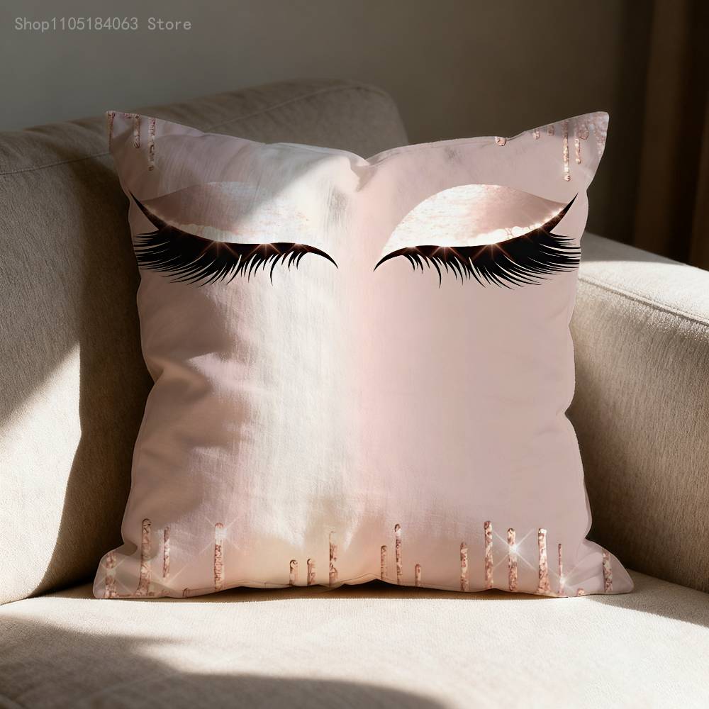 Beauty Makeup Eyelash Throw Pillow Case For 45x45cm 40x40cm 30x30cm 50x50cm 55x55cm Square Home Pillowcase Case