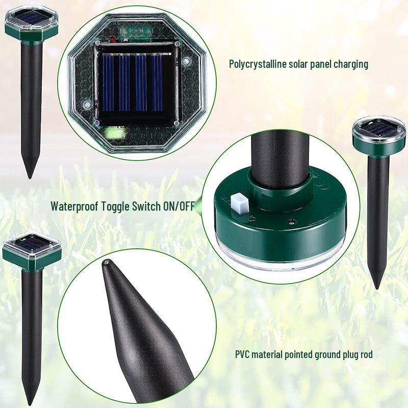 Solar Ultrasonic Animal Repeller: Mouse, Snake, Dog, Bird & Insect Deterrent for Orchards