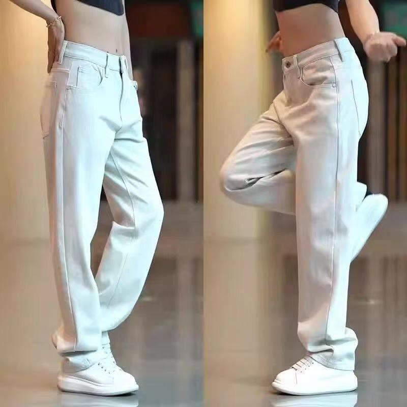Spring and Autumn regular Korean version design sense simple style men's white jeans versatile commuter casual fashion trousers
