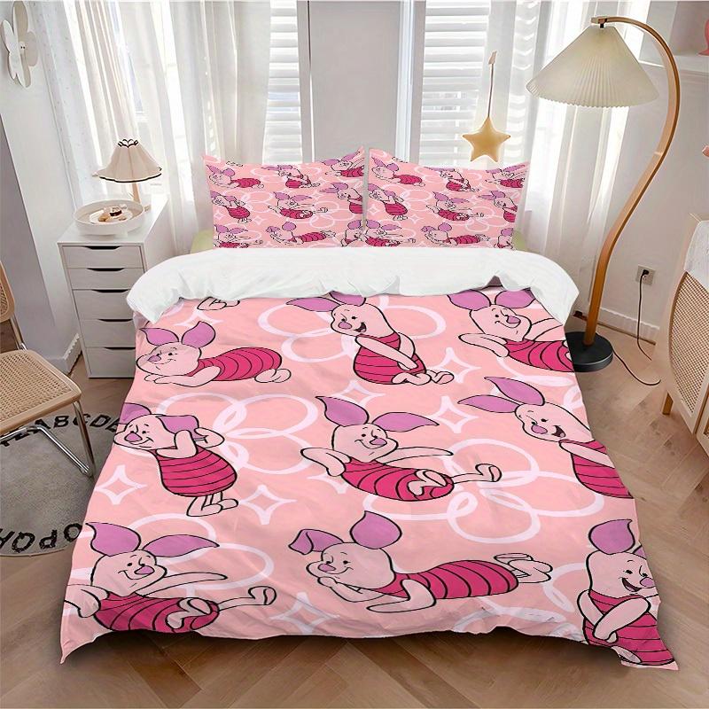 

3pcs Piglet Pattern 1 Cover+2 Pillowcases, Pillow Inserts Not Included, Machine Washable, All-Season Use, Teen and Adult Rooms131 135x200cm