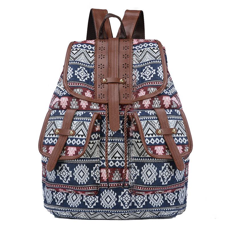 

REWELL Women s Ethnic Retro Canvas Drawstring Backpack