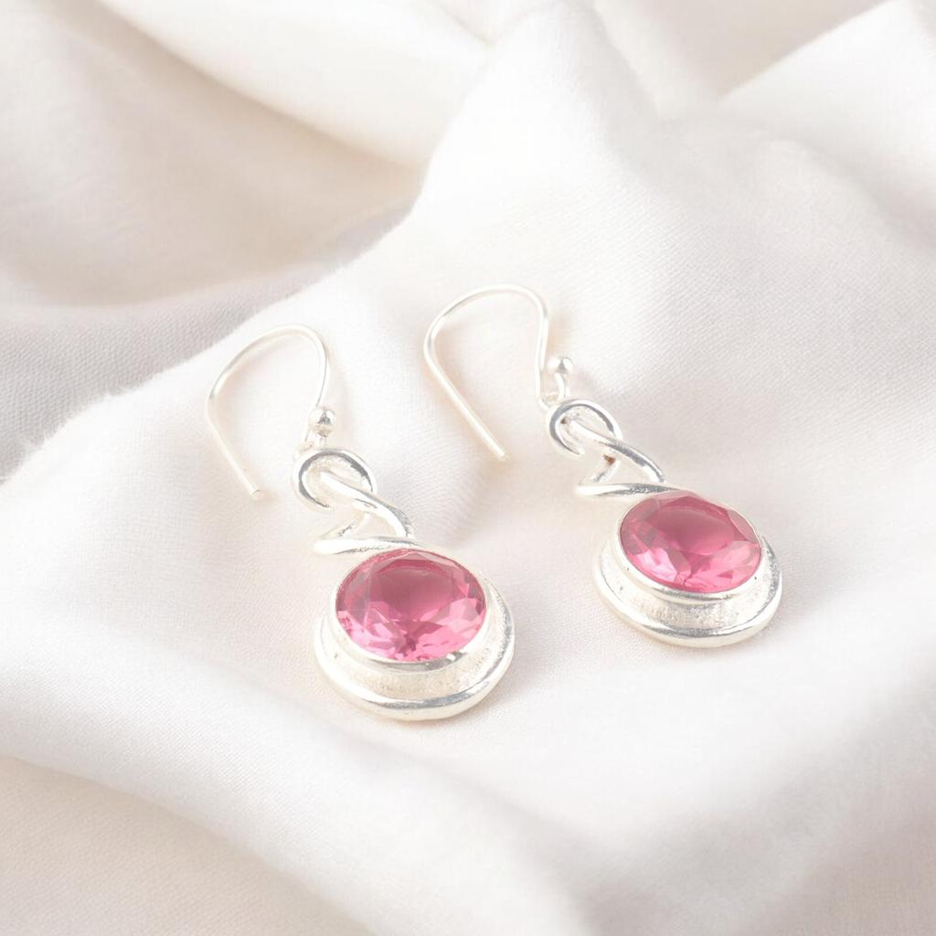 Seltener rosa Turmalin 925 Sterlingsilber Einzigartiger Schmuck Ohrringe für Schwester 1,67" CE-14-15