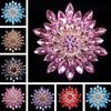 Elegant Vintage Multi-colored Flower Brooch Pin with Sparkling Stones and Leaf-shaped Elements for Weddings and Parties