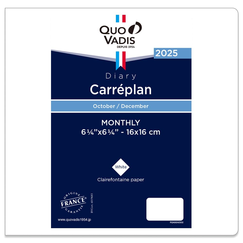 

QUOVADIS [Издание 2025 г.] Блокнот-дневник Kare Plan/Refill (Ежемесячный блок/Начинается в октябре 2024 г./Размер квадрата 16 x 16 см) QUOVADIS qv123rech-pe