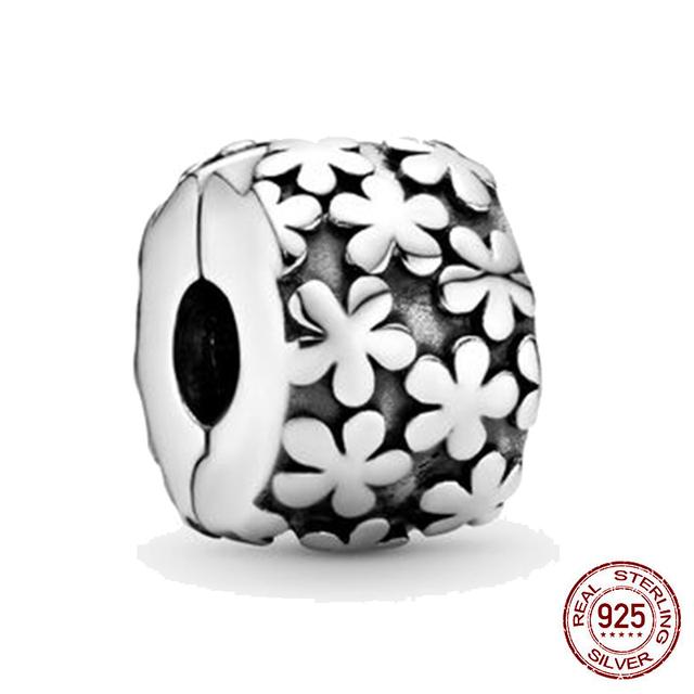 Clip 925 Sterling Silver CZ Zircon Love Heart Star Line Clip Charm Beads Stopper Fit Fashion Style Bracelet Silver 925 Jewelr