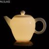 NLSLASI Chinese Handmade White Porcelain Teapot Ivory White Tea Pot Ceramics Teaware Tea Infuser Pu'er Oolong Tea Filter Kettle