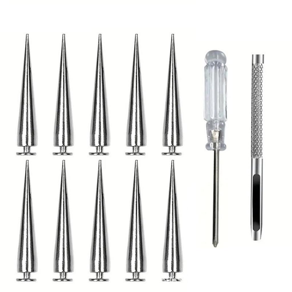 Pack Of 30 Large Metal Tree Spikes Screwback Studs for Punk Fashion Accessories Creative Projects Leather Craft Nails