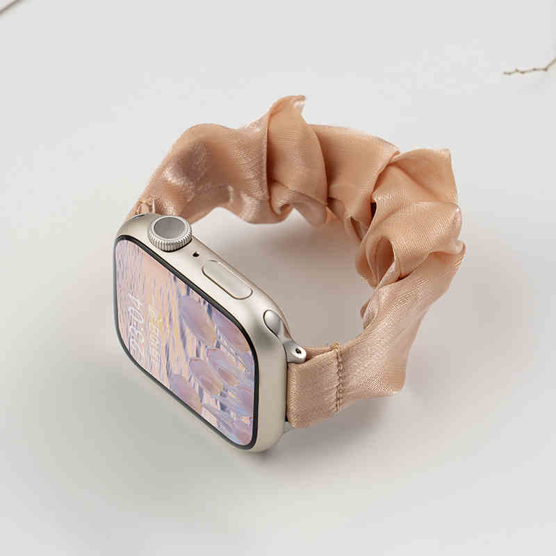 INS Chiffon Ice Silk Elastic Scrunchie Strap For Samsung Galaxy Fit3 SM-R390 Slim Girl Band Loop Bracelet For Galaxy Fit 3