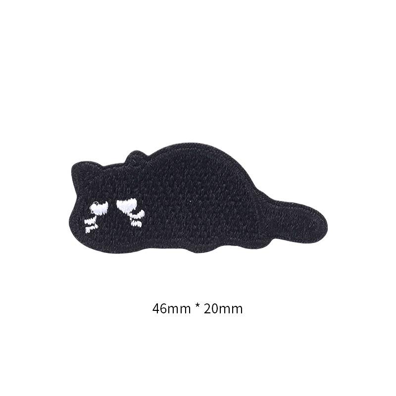 Self-Adhesive Black Cat Cloth Sticker, Clothes, Holes, Embroidery Patch Sticker, T-Shirt, Pants Pattern Decal, No Trace Repair Subsidy