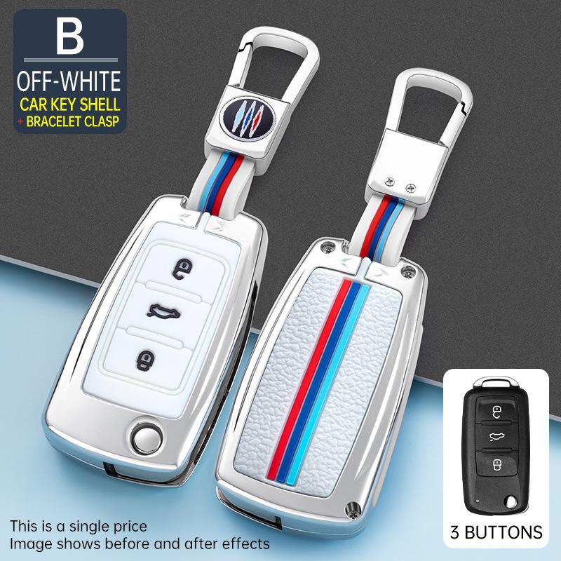 Sinklegering Bilnøkkelveske Deksel Shell Bag For Volkswagen VW Bora Polo Tiguan Jetta MK Passat B5 B6 B7 B8 Golf Beetle Skoda Octavia