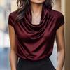 VEZFAA Camicette e camicie a maniche corte con stampa tinta unita primavera estate moda casual da donna