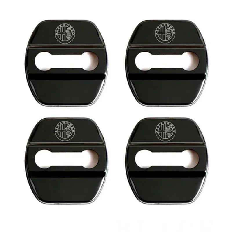 4Pcs Car Door Lock Protective Cover Sticker for Alfa Romeo Logo Sportiva Giulia Giulietta 159 156 MITO Stelvio 147 Accessories
