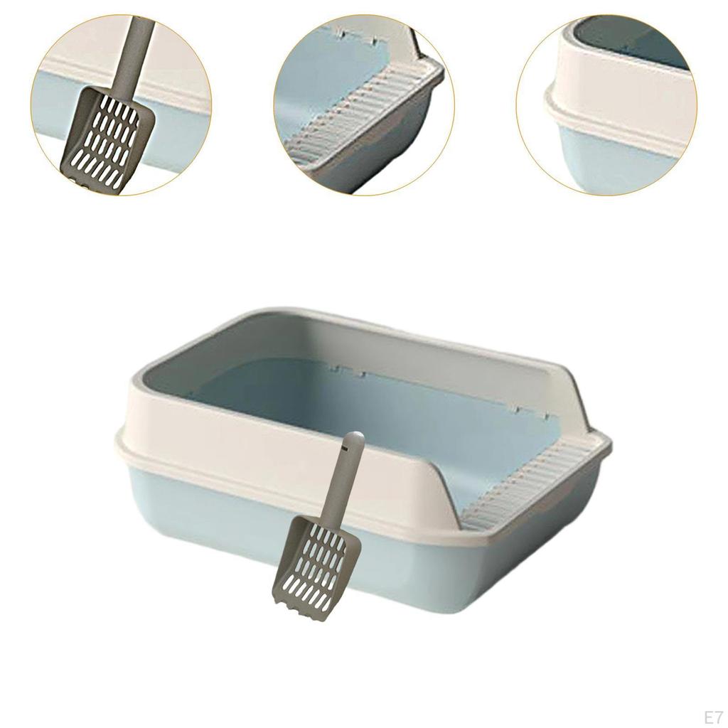 Cat Litter Box Open Top Kitten Potty Toilet High Sided Tray Green