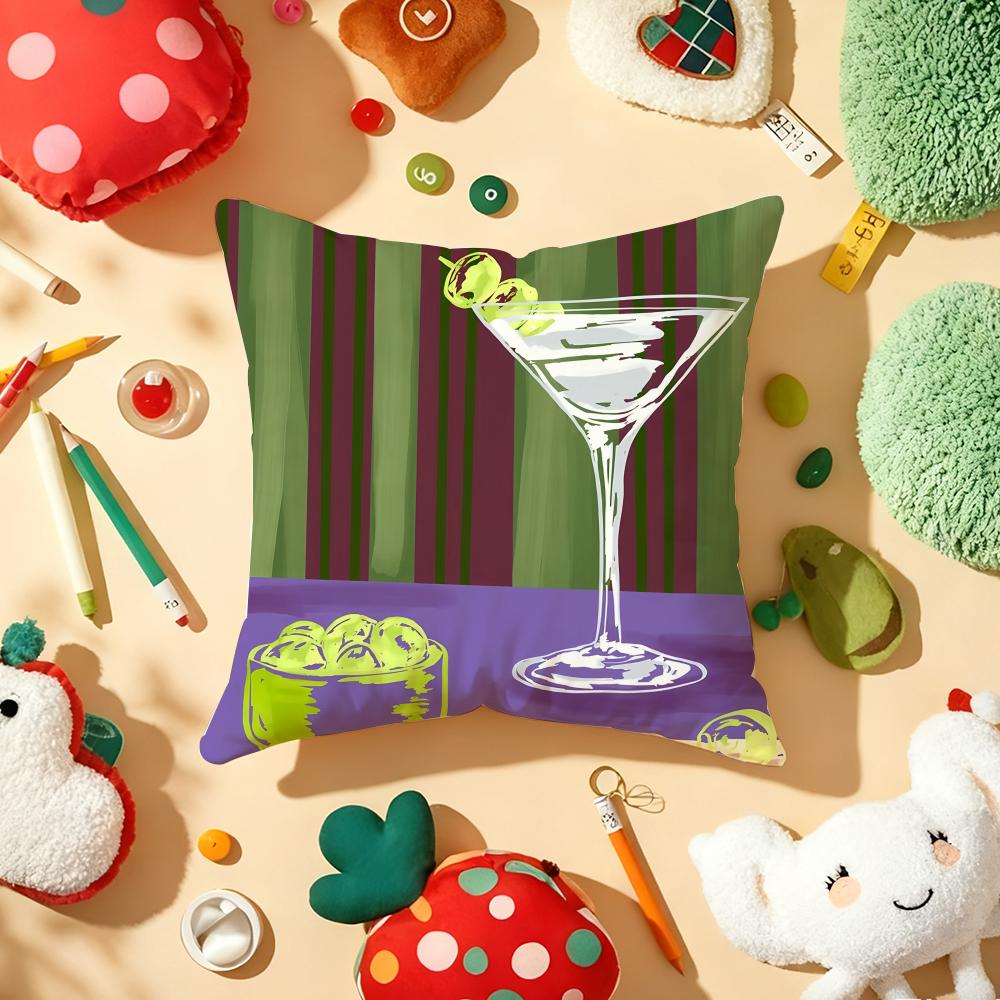 Food And Drinks Cushion Cover Soft Short Plush DoubleSided Printing Home Decor Machine Washable Pillow Case Gift