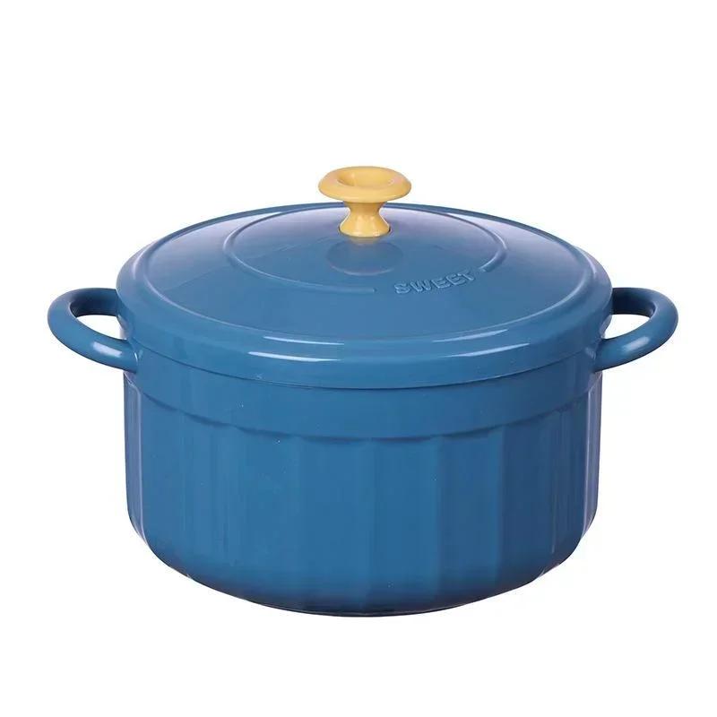 Lovely Solid Stainless Steel Double Ear Instant Noodle Bowl Soup Bowl with Cover Thermal Insulation Household Multifu Bento Box