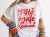 Hot Wife Summer T-Shirt, Strawberry Bow Vacation Tee, Beach Honeymoon Top