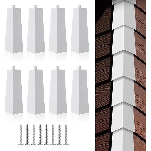 

8 шт. Алюминиевые углы для сайдинга - 8-дюймовые внешние белые угловые накладки для сайдинга, гладкие металлические панели сайдинга, гвозди для отделки в комплекте для мобильного дома Single Hole