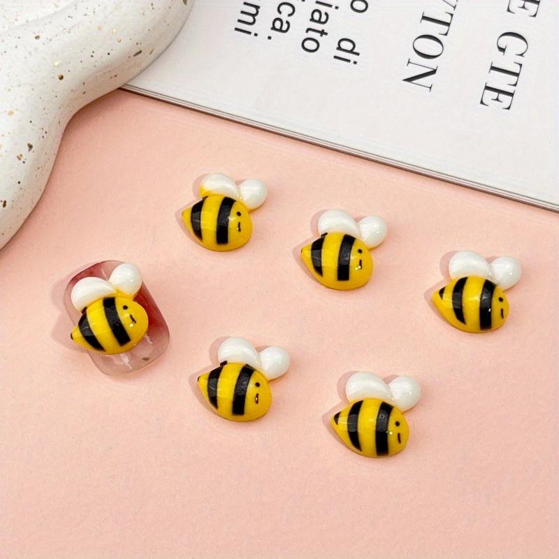 100pcs Cute Cartoon Bee Nail Art Accessories DIY Nail Art Hand Drawn Flat Back Accessories, Scrapbook Accessories Jewelry Making