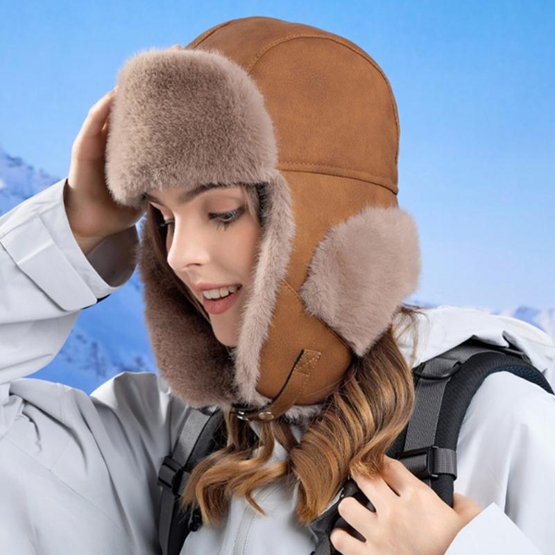Women's Trapper Hat with Earflaps Winter Warm Thicken Fleece Lining Ear Flaps Hat Thermal Windproof Hunting Cycling Hat