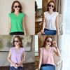 Silk Cotton Sleeveless Vneck T Shirt For Women With Breathable Fabric Summer Casual Wear
