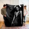 1PC Woman in dark dress holding gun Print Adult Children Warm Blankets Home Travel Car Soft Comfortable Suitable for all seasons