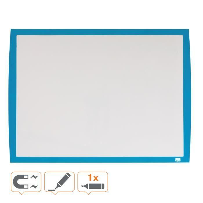 Tableau blanc magnétique - nobo - 585 x 430 mm - cadre bleu - accessoires inclus - décoration murale