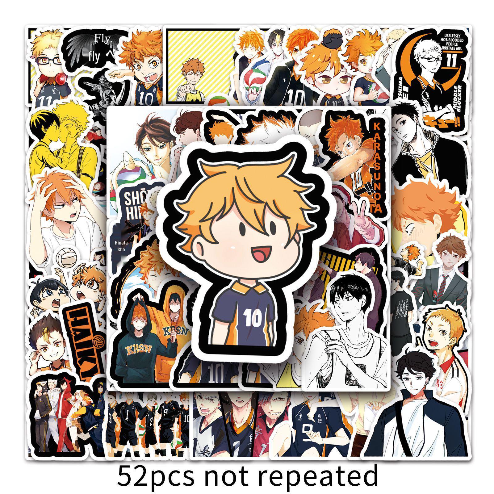 52 Cartoon Anime Haikyuu!! Waterproof Stickers for Suitcases, Cars, and Motorcycles 5.5-8.5 cm