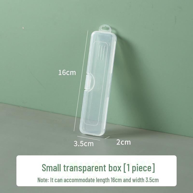 Портативный прозрачный ящик для хранения столовых приборов с крышкой - вмещает палочки для еды, вилку, ложку small
