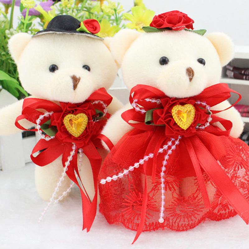 Cute Bear Shape Stuffed Plush Toys Wedding Decorations Doll Birthday Present Kids Gifts13cm