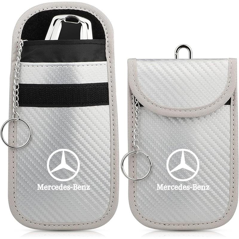 Leather Car Key Case Signal Blocker Bag Shielding Pocket For Mercedes Benz W212 W213 W205 W177 W247 W176 CLS MR8
