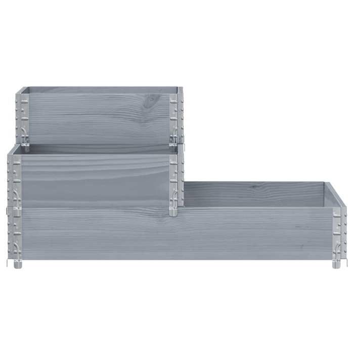VidaXL Lit Surélevé à 3 Niveaux, Bac à Fleurs, Pot de Plantes, Boîte à Fleurs, Jardinière de Jardin Terrasse Extérieur, Gris 4010315