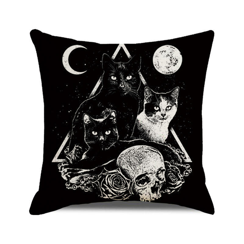 Halloween Trick or Treat Linen Cushion Cover 45x45cm Cartoon Sofa Pillow Case