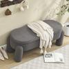Banc De Rangement - MUVOE - Moderne - Tissu Velours Côtelé - Gris - 104x36x15 Cm