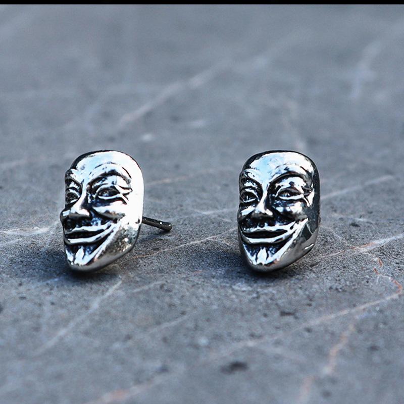 Retro V For Vendetta Anonymous Mask Earings for Men Women Silver Color Punk Gothic Zinc Alloy Earings  Unisex Accessories